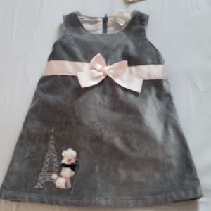 Crazy 8 Grey and Pink 12-18 Mths Velvet Baby Dress